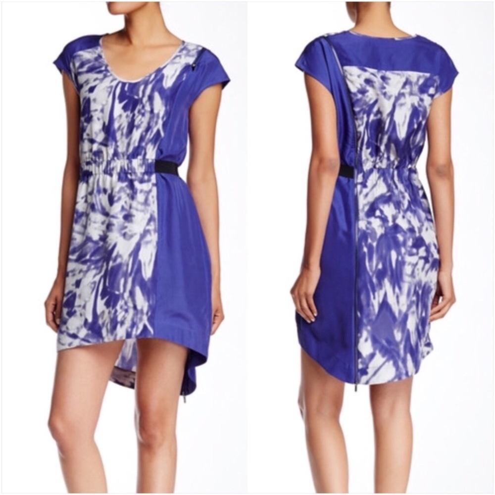 A. Moss Zip Detail Novelty Silk Dress